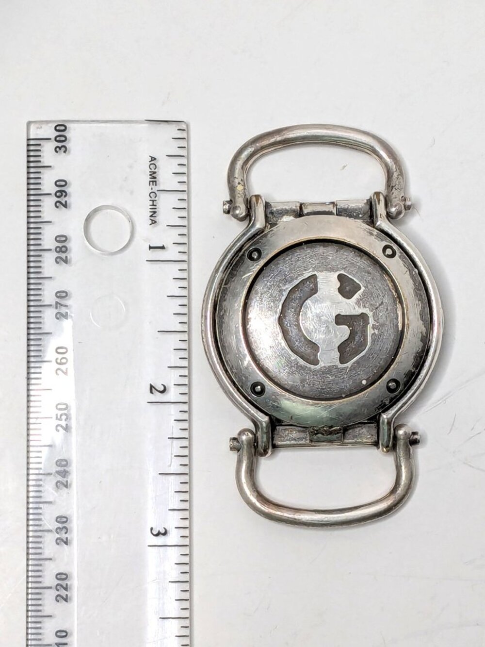 Vintage Guess Silver Tone Flip Top Pocket Watch Red Hands Japan Movt New Battery - Picture 4 of 10